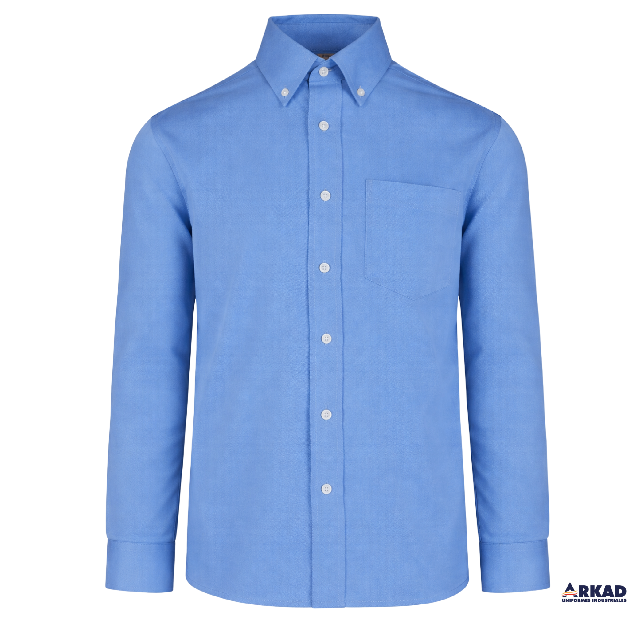 CAMISA DE GABARDINA MANGA LARGA PARA CABALLERO CON LOGOTIPO BORDADO