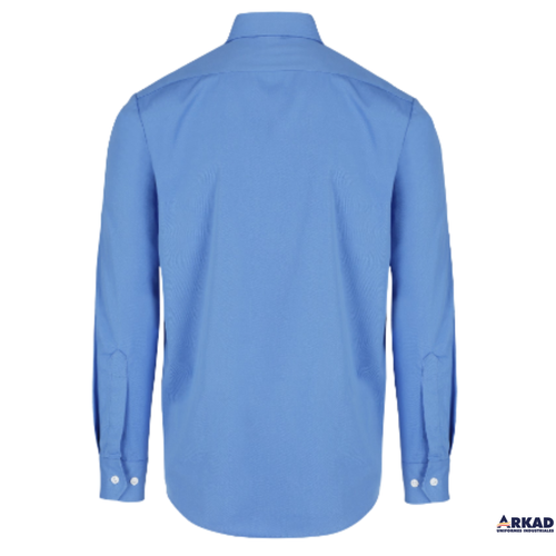 CAMISA DE GABARDINA MANGA LARGA PARA CABALLERO CON LOGOTIPO BORDADO