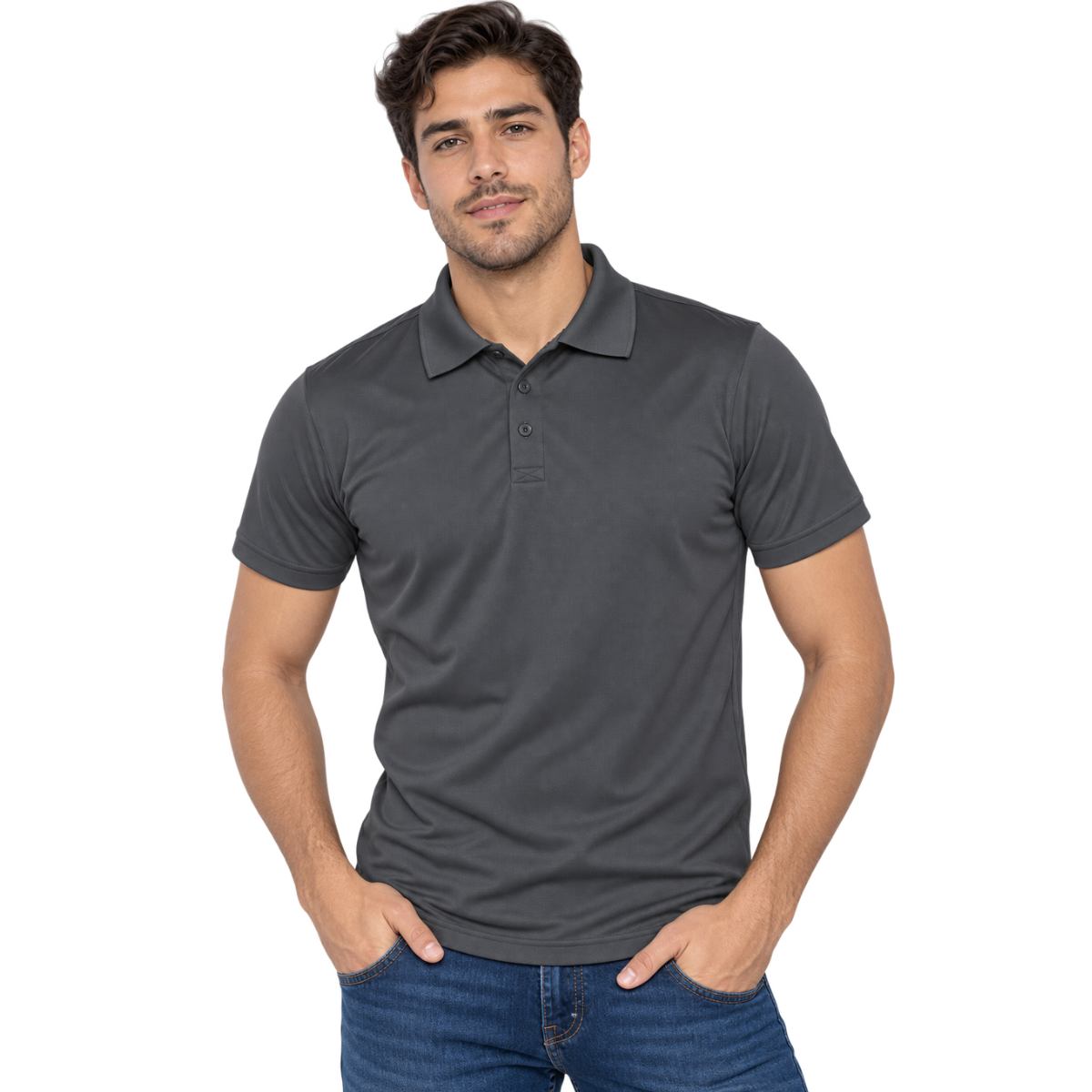 Playera Tipo Polo Manga Corta para Caballero · 100% Poliéster · Dry-fit