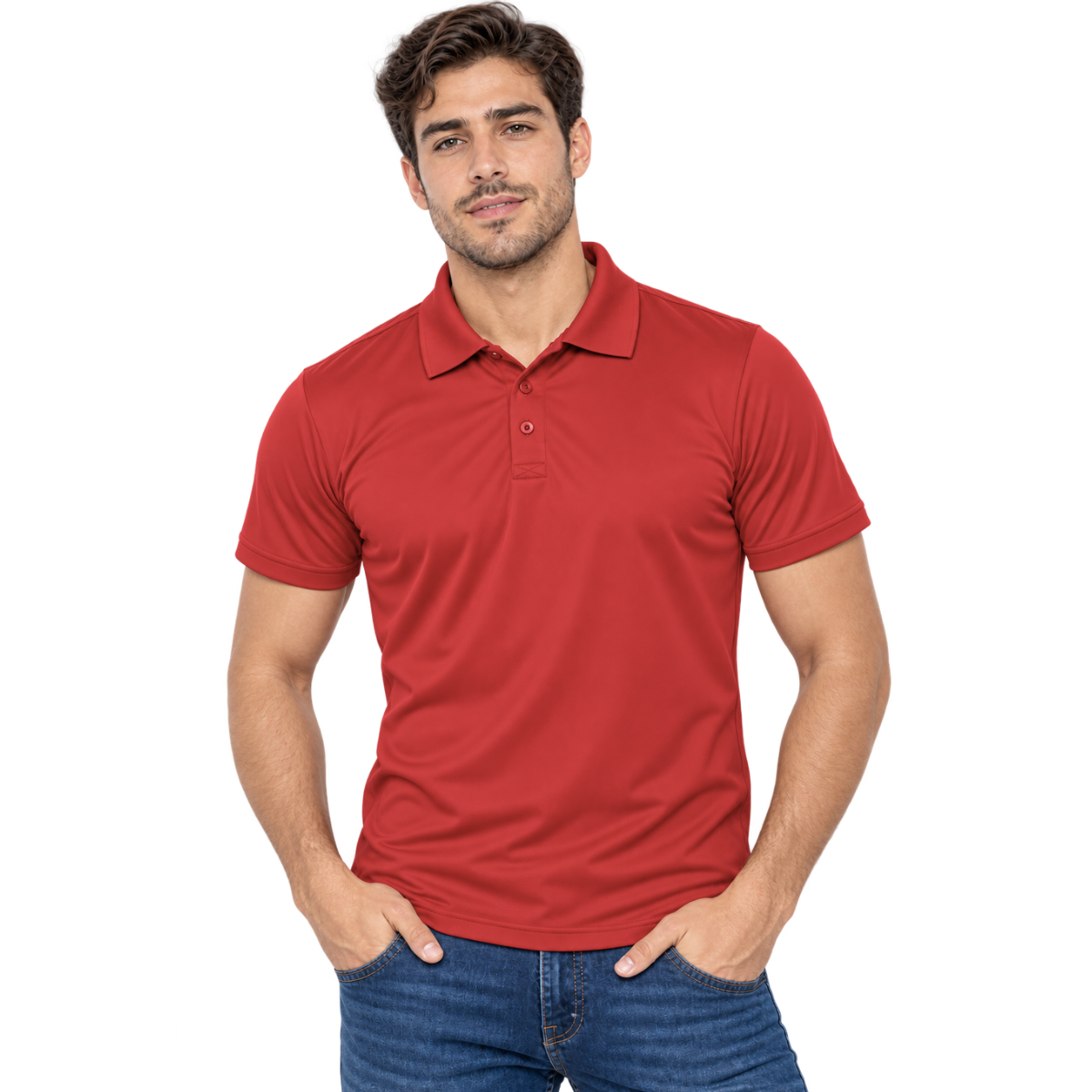 Playera Tipo Polo Manga Corta para Caballero · 100% Poliéster · Dry-fit
