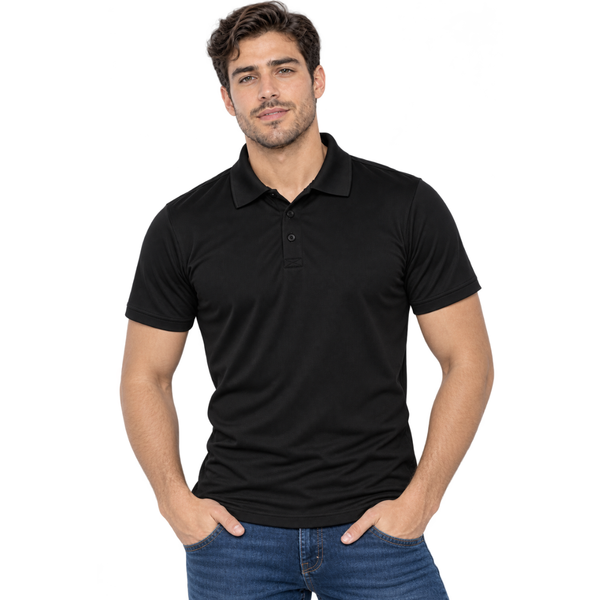 Playera Tipo Polo Manga Corta para Caballero · 100% Poliéster · Dry-fit