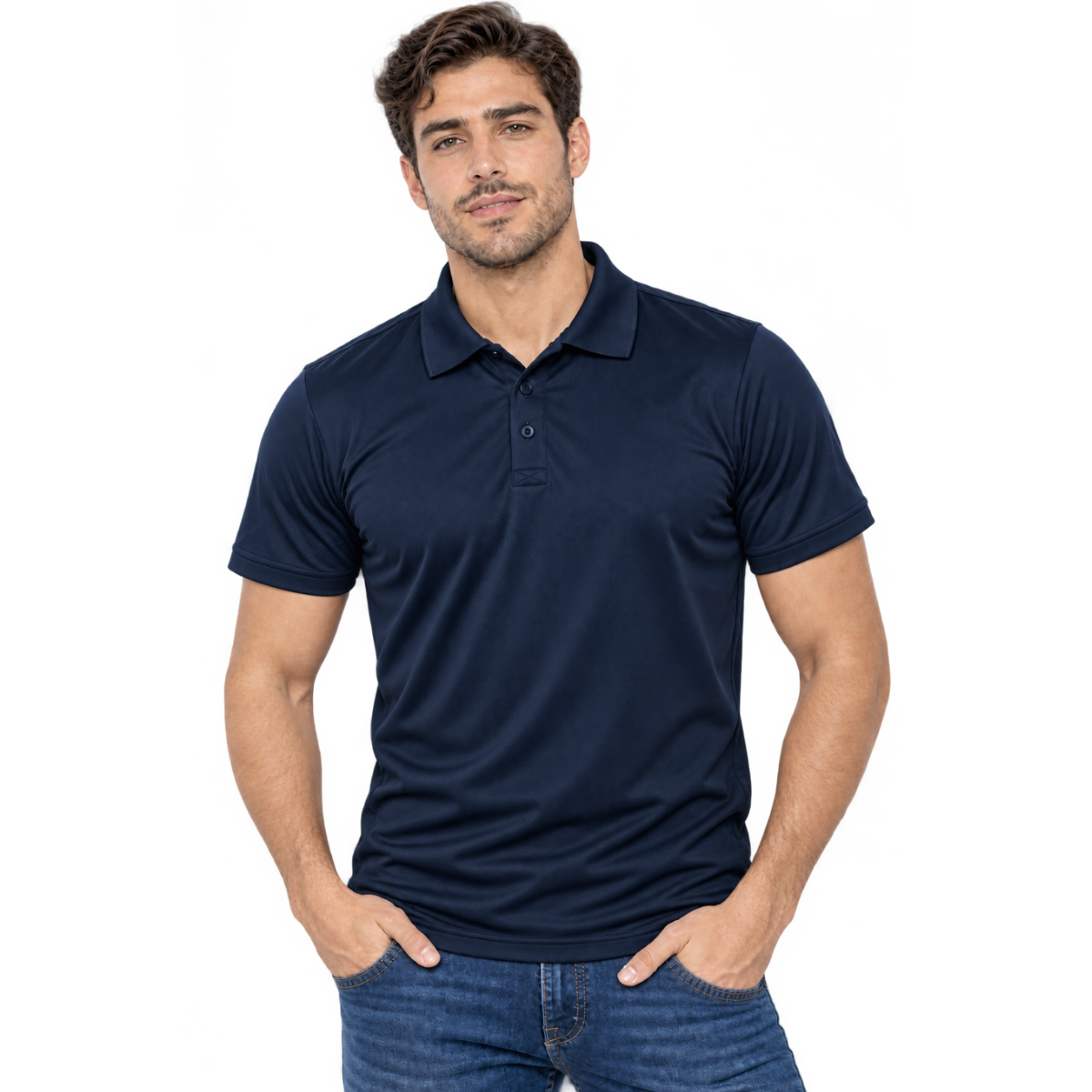 Playera Tipo Polo Manga Corta para Caballero · 100% Poliéster · Dry-fit