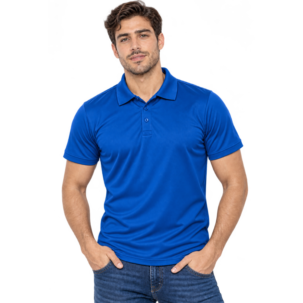 Playera Tipo Polo Manga Corta para Caballero · 100% Poliéster · Dry-fit