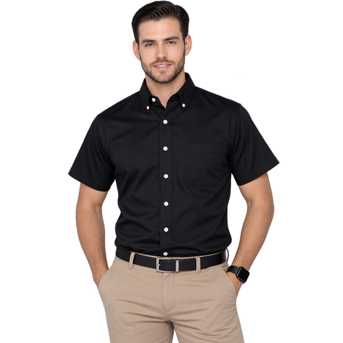 Camisa de Gabardina Manga Corta para Caballero · 50% Algodón 50% Poliéster