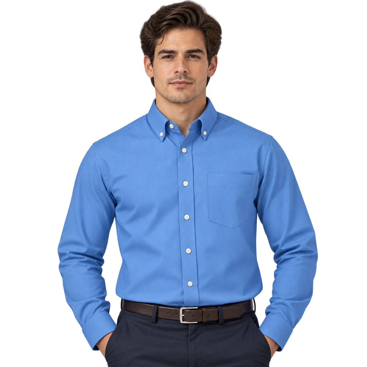 Camisa de Gabardina Manga Larga para Caballero · 50% Algodón 50% Poliéster