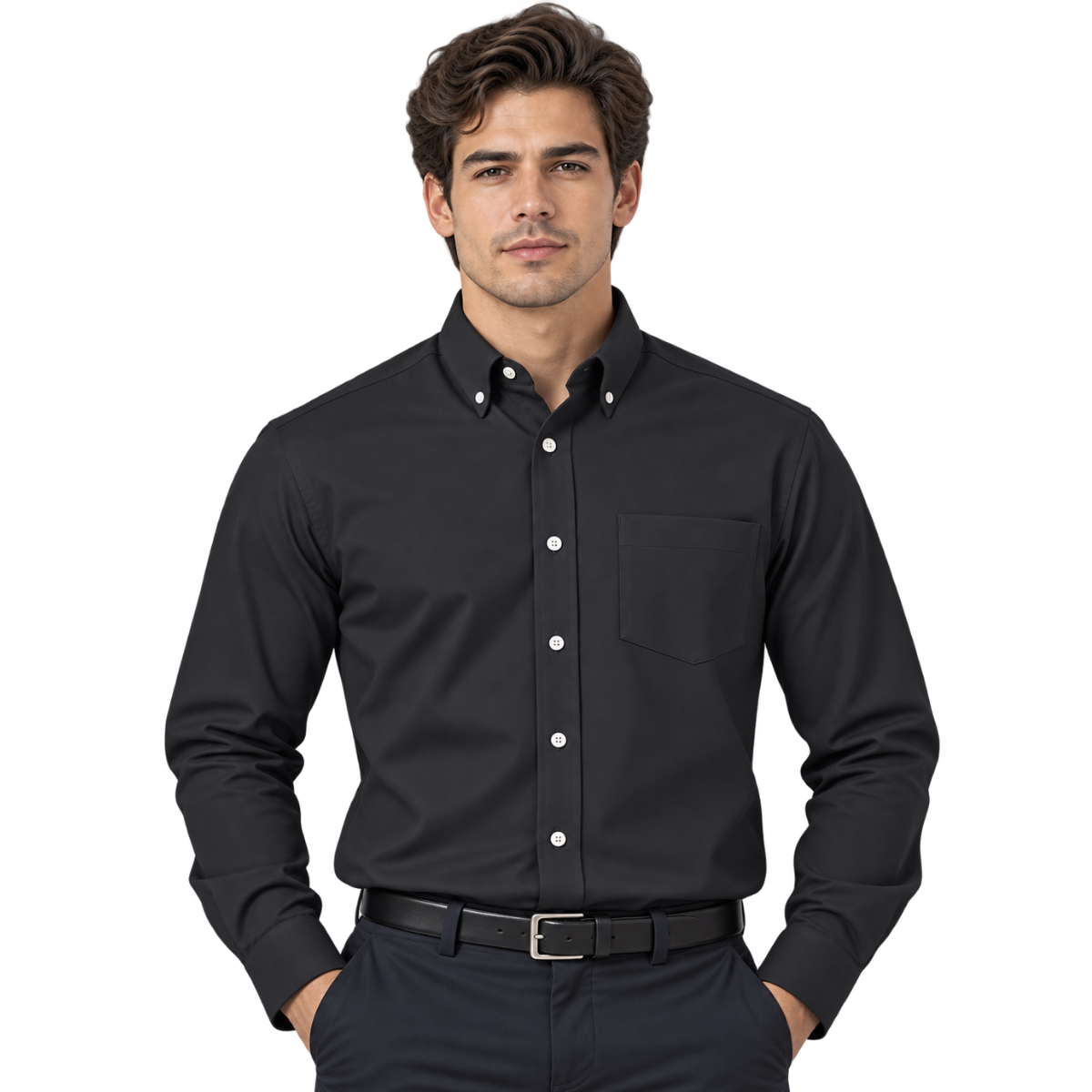 Camisa de Gabardina Manga Larga para Caballero · 50% Algodón 50% Poliéster