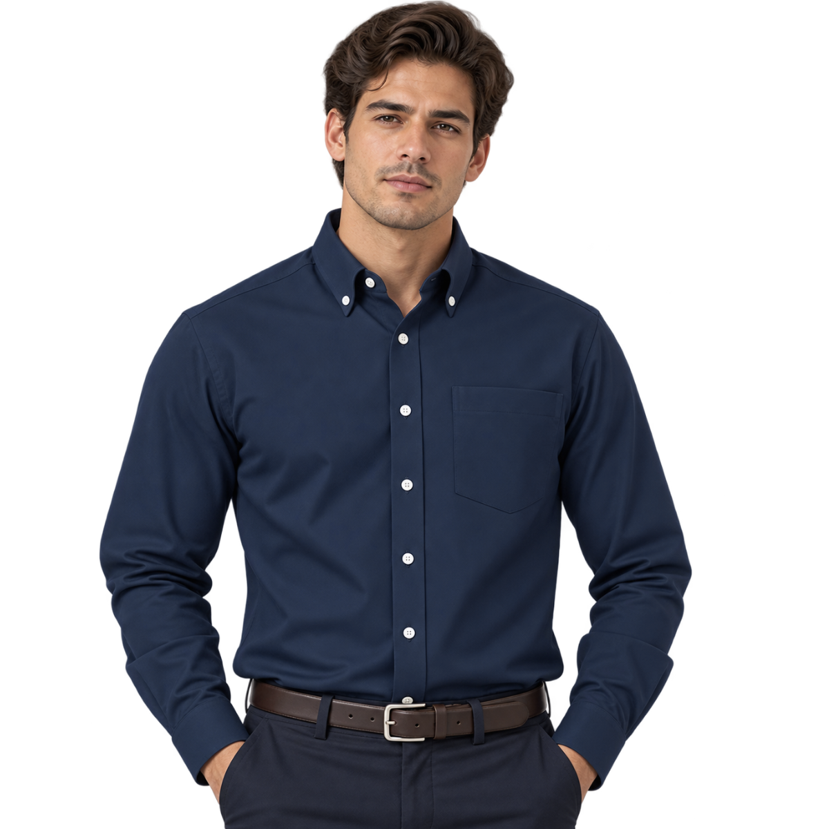 Camisa de Gabardina Manga Larga para Caballero · 50% Algodón 50% Poliéster