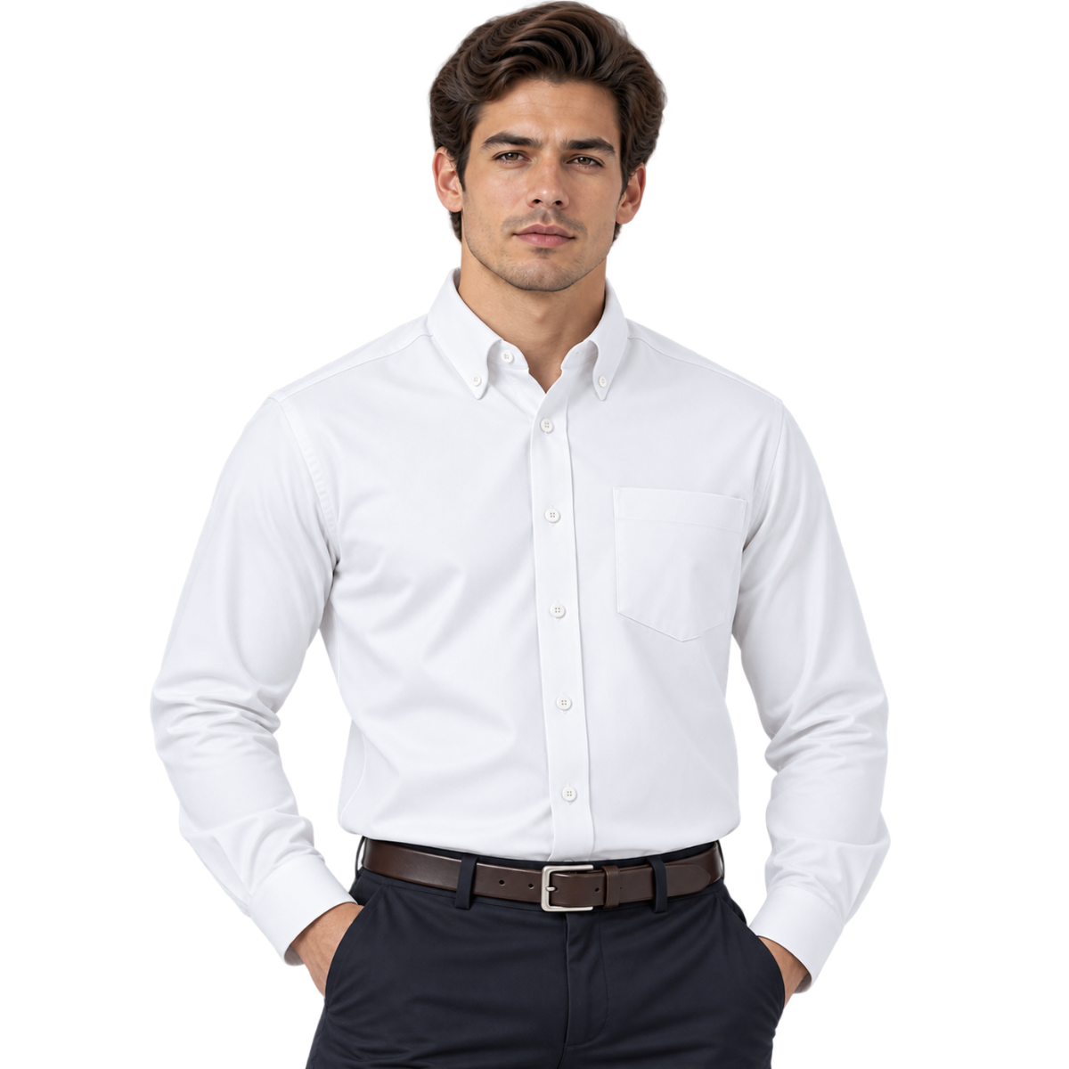 Camisa de Gabardina Manga Larga para Caballero · 50% Algodón 50% Poliéster