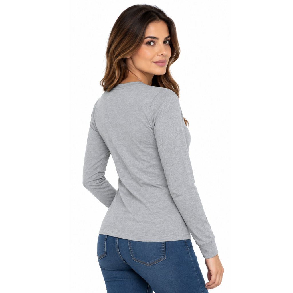 Playera Cuello Redondo Manga Larga con Silueta para Dama · 100% Algodón ·